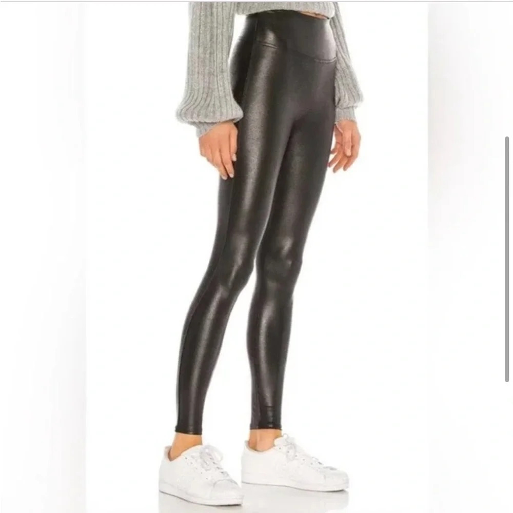SPANX Women’s Faux Black Leather Leggings NWOT Size Extra Small - Picture 4 of 13